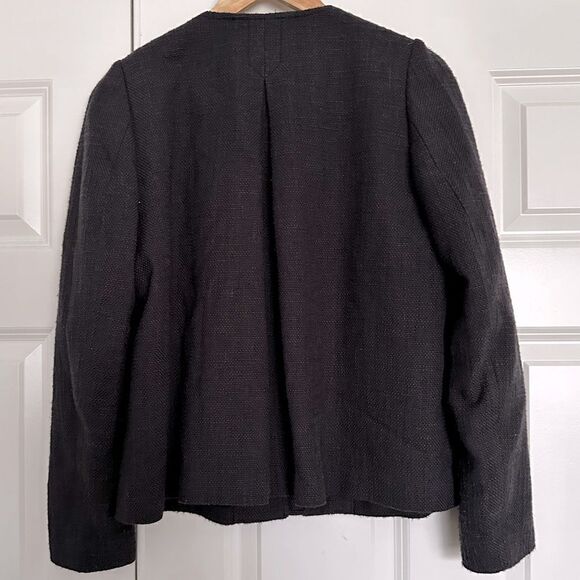 H & M H&M | Charcoal Gray Tweed Jacket Coat Blazer with Gold Details | Size 6 - Picture 7 of 7
